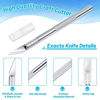 Exacto Knife Hobby Cutter with A4 Self Healing Cutting Mat Hobby Knife Set with 30 PCS Exacto Blades Precision Art Knife for Crafts Paper Scrapbooking Stencil (32 Count)