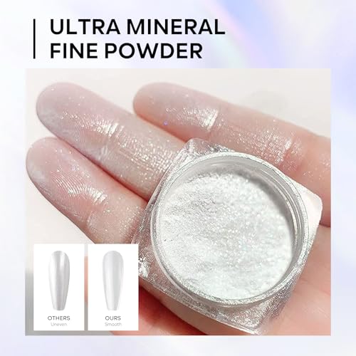 2Pcs White Pearl Chrome Nail Powder