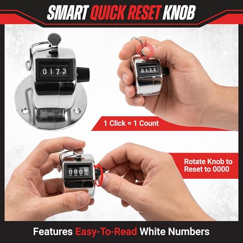 Handheld or Mountable Clicker Counter with Easy Thumb Tally Button