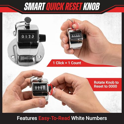 Handheld or Mountable Clicker Counter with Easy Thumb Tally Button