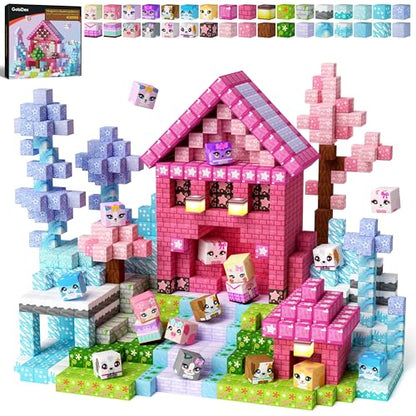 Magnetic Blocks 100PCS Kids Pink Princess Castle Building Blocks