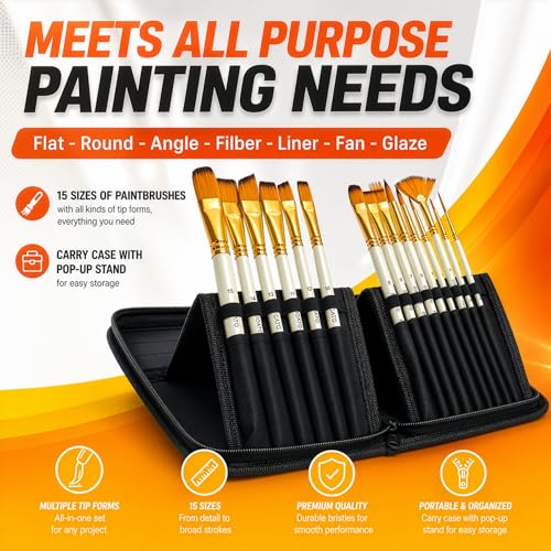 Paint Brush Set 15 pc with Pop (15 Count)