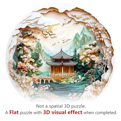 Wooden Puzzles Adults Chinese Landscape Jigsaw 11.4 * 11.4 in