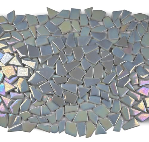 Irregular Glass Mosaic Tiles Bulk 500g Glossy and Iridescent Mosaic Glass Tiles for DIY Projects and Arts and Crafts Solid Colors and Mixes (263 Count)