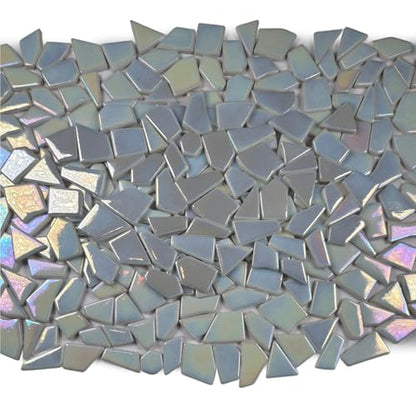 Irregular Glass Mosaic Tiles Bulk 500g Glossy and Iridescent Mosaic Glass Tiles for DIY Projects and Arts and Crafts Solid Colors and Mixes (263 Count)