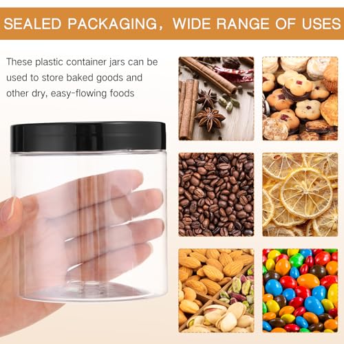 12 Pack 16 oz Plastic Container Jars with Lids Round Clear Travel Cosmetic Container Slime Jars for Toiletries (12 Count)