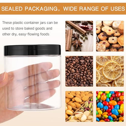 12 Pack 16 oz Plastic Container Jars with Lids Round Clear Travel Cosmetic Container Slime Jars for Toiletries (12 Count)