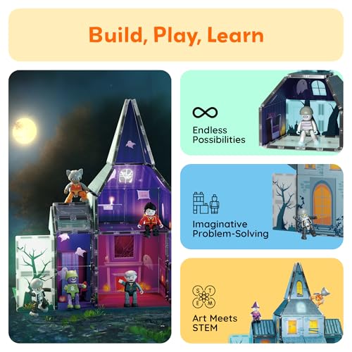 57 PCS Magnetic Tiles Halloween Haunted House STEM Set Ages 3+