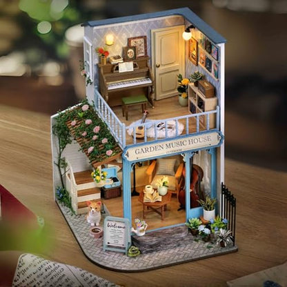DIY Miniature Dollhouse Kit with Furniture Plus Dust Proof & Music Movement