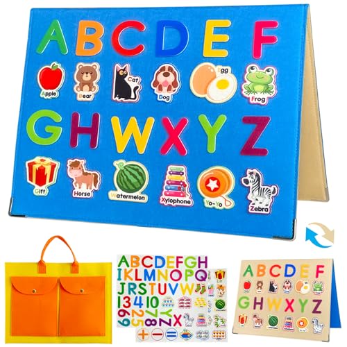 Foldable Freestanding Felt Flannel Board Set for Toddlers (76 Count)