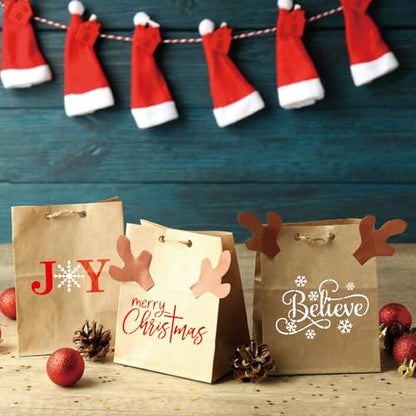 16pcs Merry Christmas Stencils for Card Making Reusable Drawing Believe Christmas Stencils for Painting on Wood Signs (16 Count)