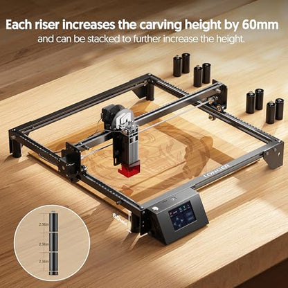 Laser Engraver Ray5 5000mW Engraver Machine with Air Assist Kit DIY CNC Laser Cutter Tool for Metal Glass Wood Working Area 15.7 "x15.7" with 4