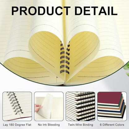 Spiral Notebook Bulk A5 College Ruled Journals Notebooks Lined 8.3 x 5.5 Inch Note Books Writing Thick Paper Notebook for Christmas Office Business School Gifts Supplies