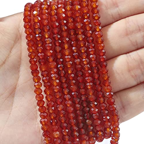 Natural Red Agate Beads 4x2mm 120pcs Faceted Rondelle Loose Semi Gemstone Beads for Jewelry Making Design (120 Count)