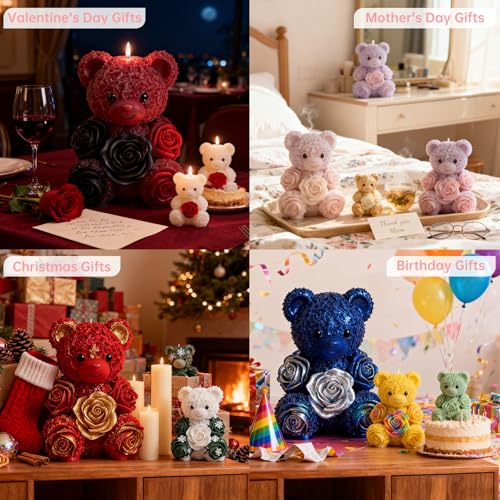 2PCS Rose Bear Silicone Mold (2 Count)