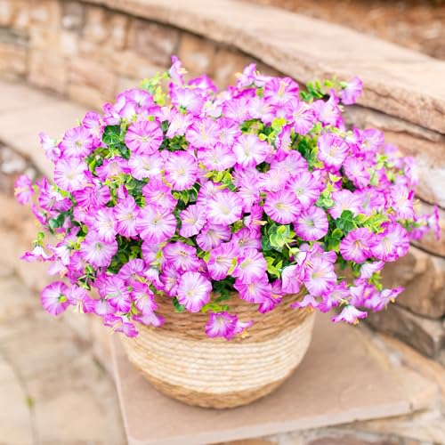 Artificial Flowers Fake Plants for Outdoors Decoration (12 Count)