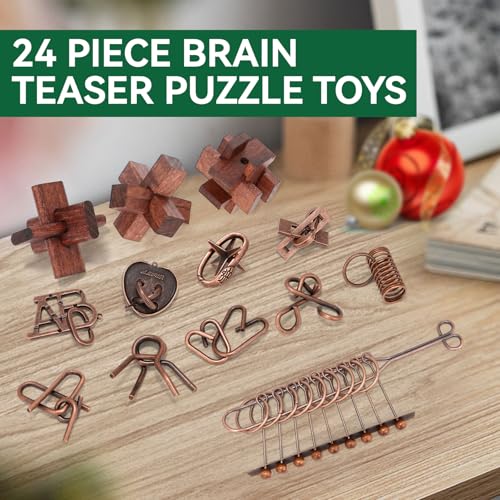 Brain Teaser Puzzles for Adults Teens Kids (24 Count)