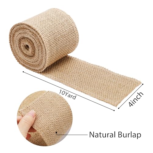 4 Inch Natural Burlap Ribbon 10 Yards