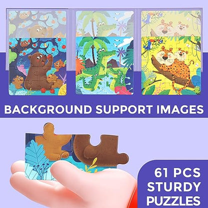 3 in 1 Toddlers Animal Magnetic Jigsaw Puzzle (3 Count)