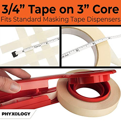3/4 in Pro-Grade Masking Tape. 60 Yard 12 Pack = 720 Yards of Multi-Use, Easy Tear Tape. Great for Labeling, Painting, Packing and More. Adhesive Leaves No Residue. (2160 Foot)