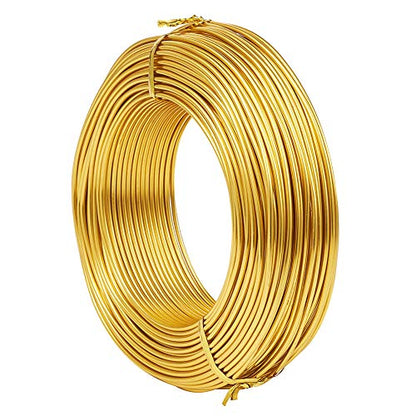 114 Feet 10 Gauge Aluminum Wire Gold Bendable Metal Craft Wire for Beading Jewelry Craft Making (144 Foot)