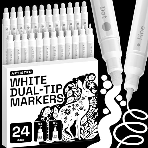 White Dual Tip Acrylic Paint Marker Pens (24 Count)