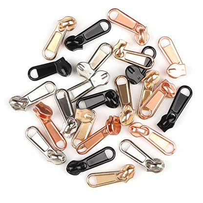 24Pcs Zipper Repair Kit Zippers Replacement 5# Zipper Pull Rescue Kit for Clothing Jackets Purses Luggage Backpacks (72 Count)