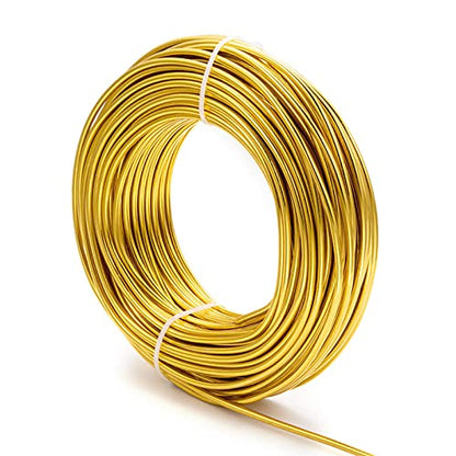 82 Feet 9 Gauge Round Aluminum Wire 3mm Golden Bendable Metal Craft Wire for Beading Jewelry Craft Making 25m Long