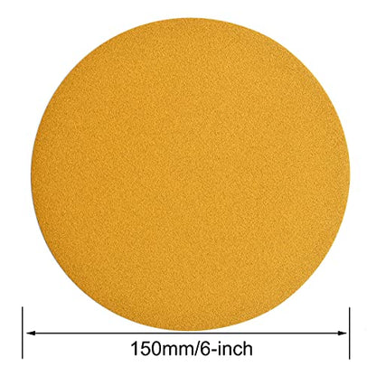 6-Inch No-Hole Hook and Loop Gold Sanding Discs 180-Grit, 100-Pack (100 Count)
