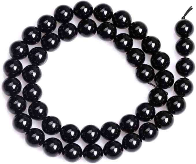 60pcs Adabele Natural Grade A Black Tourmaline Healing Gemstone 6mm Round Loose Beads Gem Stone Spacer for DIY Craft Jewelry Making GE13-6