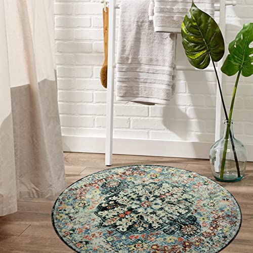 Reine Bohemian Floral Medallion Round Rug
