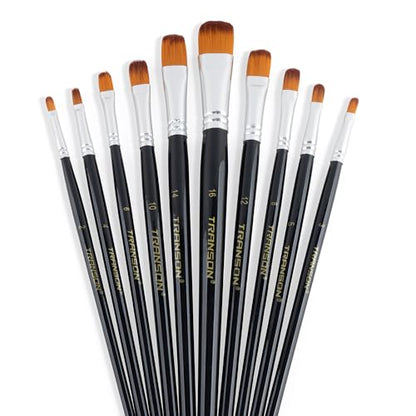 Synthetic Filbert Paint Brush Set 10pcs for Acrylic Watercolor Gouache Art Painting and Body Craft Painting (10 Count)