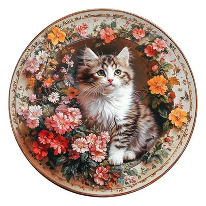 Colorful Flowers Cat Puzzles Adults Gifts for Women Men Wooden 200 Pieces 11.8 * 11.8in (200 Count)