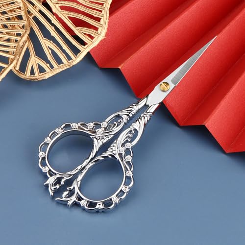 Small Scissors Vintage European Style Scissors Stainless Steel for Cross Stitch Cutting Embroidery Sewing Handcraft Craft Art Work DIY Tool