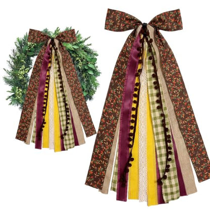Large Fall Ribbon Bow for Wreath