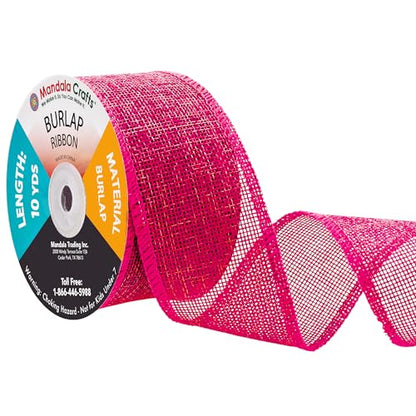 2 Inch Wide Hot Pink Burlap Ribbon for Crafts (60 Feet)