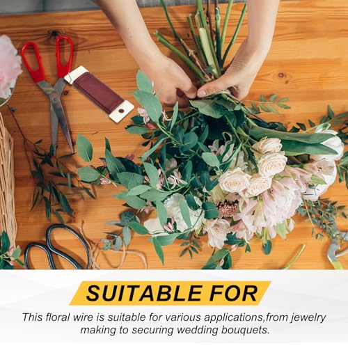 190 Yards 575 Feet Metal Floral Wire 21 Gauge Gold Tone Flexible Paddle Thin Floral Wires for Craft (5 Count)