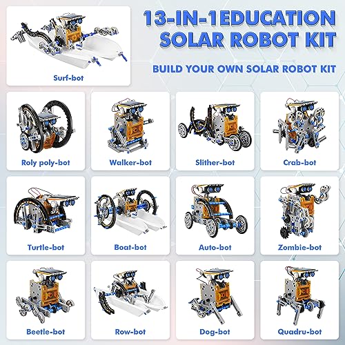 STEM 13-in-1 Education Solar Power Robots Toys for Boys Age 8-12 (13 Count)