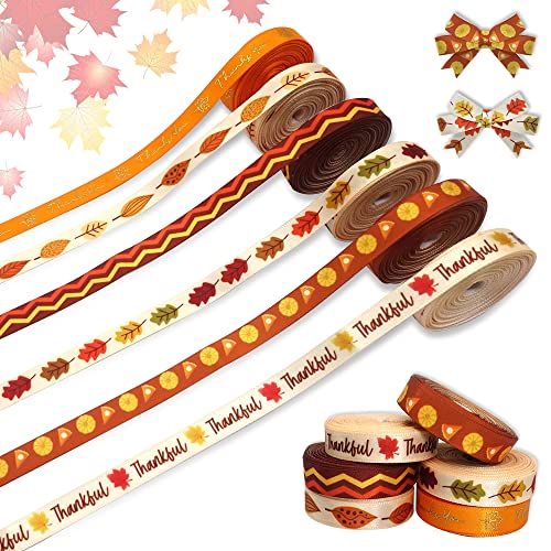 6 PCS Thanksgiving Fall Ribbons (90 Foot)