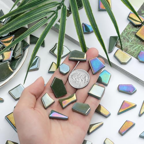 Iridescent Glass Mosaic Tiles for Crafts Bulk (7.05 Ounce)