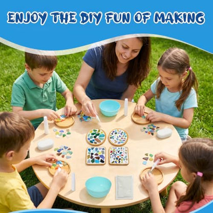 4 Sets DIY Mosaic Kits for Adults Mixed Color Mosaic Tiles for Crafts (208 Count)