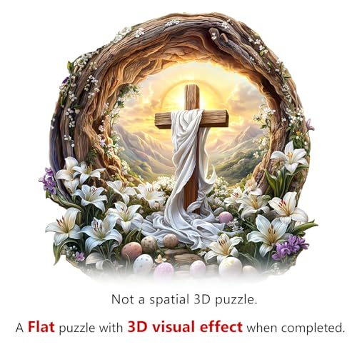 Wooden Puzzles for Adults Holy Light Cross Jigsaw 8.5*8.4 in (100 Count)