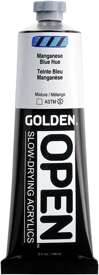 OPEN Slow-Drying Acrylics by GOLDEN, Manganese Blue Hue, 5 fl oz. tube, Professional Acrylic Paint, Transparent