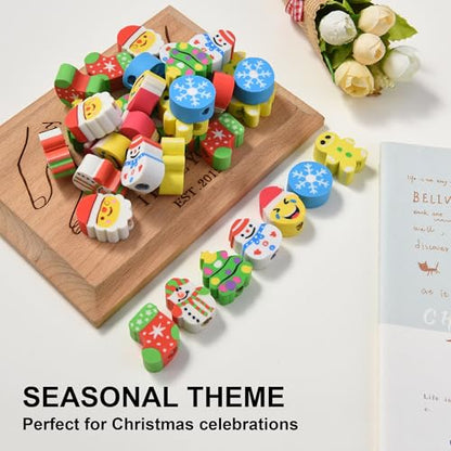 42Pcs Christmas Pencil Top Erasers for Kids Bulk (42 Count)