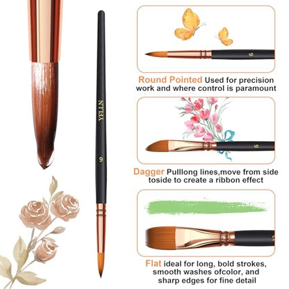 Paint Brush Set 6 Different Shapes for Watercolor Rock Face Painting Brush (6 Count)