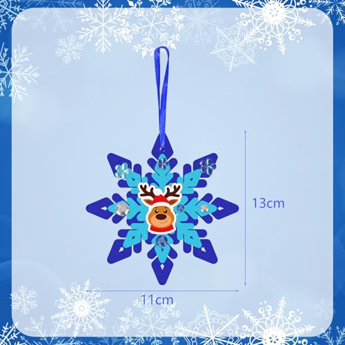 18 Pack DIY Snowflakes Craft Kit for Kids Make You Own Snowflake Foam Sticker Ornament DIY Christmas Arts and Crafts for Chirstmas Party Supplies Winter Christmas Tree Decoration (18 Count)