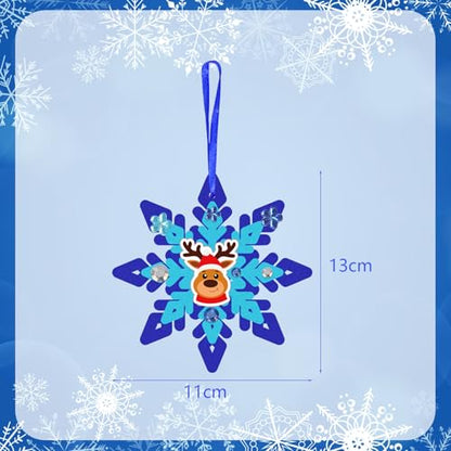 18 Pack DIY Snowflakes Craft Kit for Kids Make You Own Snowflake Foam Sticker Ornament DIY Christmas Arts and Crafts for Chirstmas Party Supplies Winter Christmas Tree Decoration (18 Count)