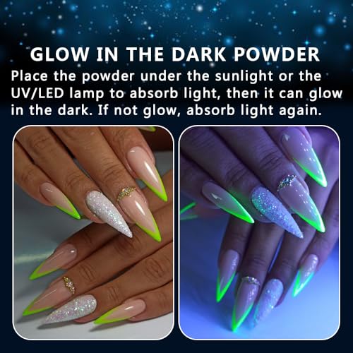 12 Colors Glow in The Dark Nail Powder (2.75 Ounce)