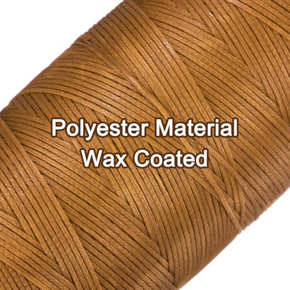 150D 0.8mm Flat Waxed Thread 284 Yards Polyester Leather Sewing Waxed String Hand Stitching Cord for Leather Stitching Sewing Bookbinding DIY Craft Golden Yellow