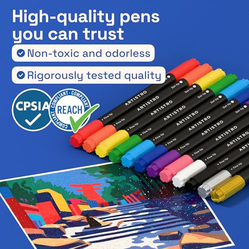 Dual Tip Acrylic Paint Marker Pens (12 Count)